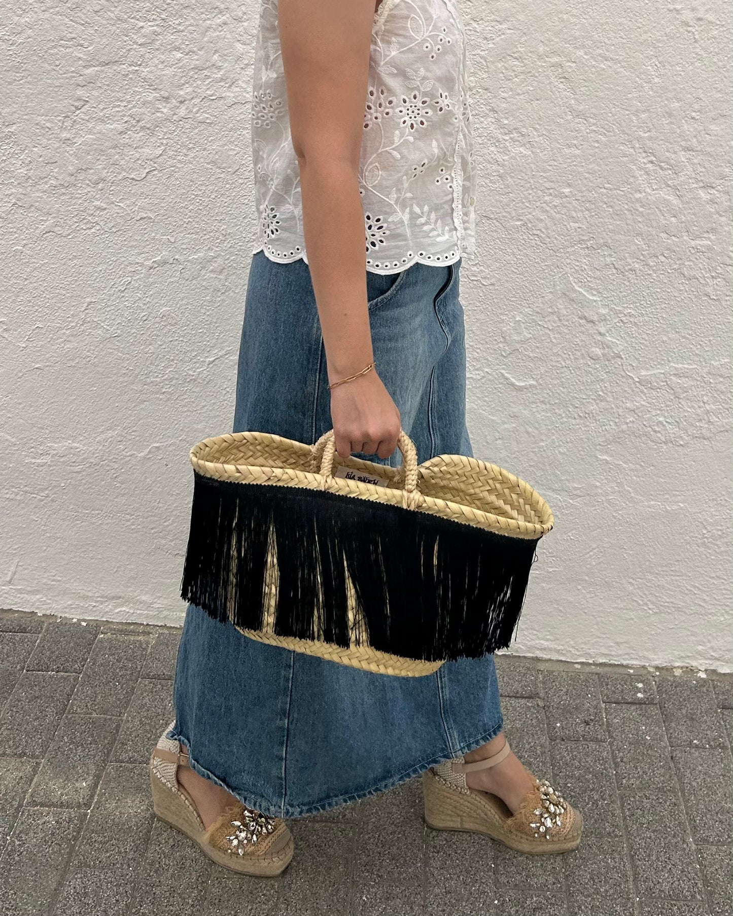 Capazo de mano flecos